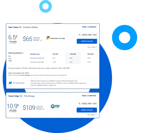 Texas Electric Rates sample plans